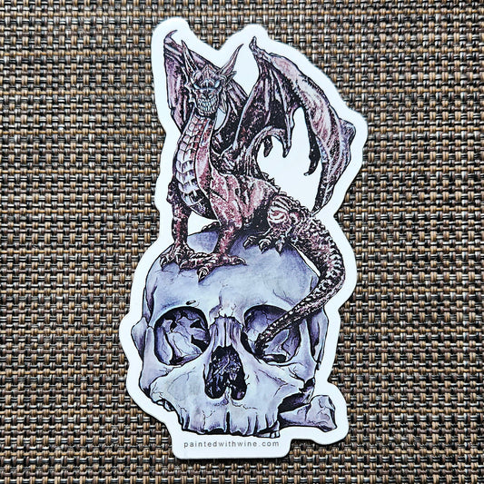Dragon on Skull Sticker